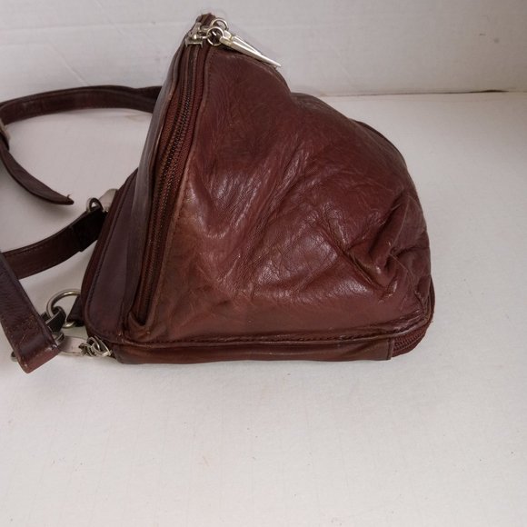Vintage HOBO INTERNATIONAL Brown Leather Mini Crossbody Organizer Expandable - Picture 10 of 15